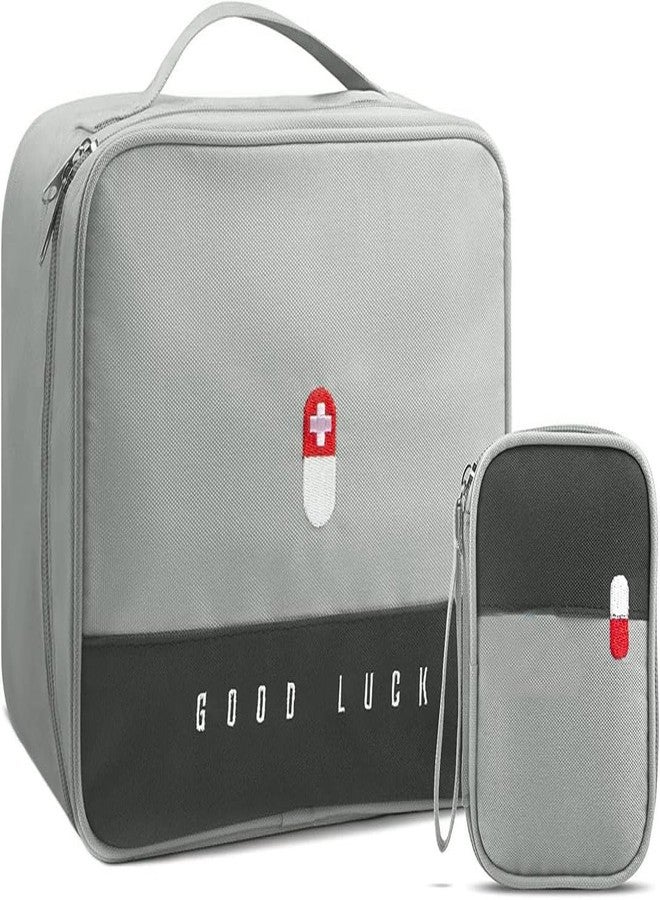 Luxoper Set of 2 Medicine Bags - Travel First Aid Organizer Pouches for Home, Office, Car, Emergency Camping - Empty Medical Storage Bags for Pills, Tablets, Small Survival Items (Multicolor) - Image 1